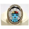 Image 1 : Zuni Multi-Stone Inlay Sun Face Sterling Silver Women's Ring - Beverly Etsate