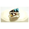 Image 1 : Zuni Multi-Stone Inlay Sterling Silver Adjustable Women's Ring - Cena Woobthee