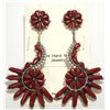 Image 1 : Zuni Coral Sterling Silver Post Earrings - Augustine Pinto