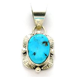 Navajo Sleeping Beauty Turquoise Sterling Silver Pendant - Mary Ann Spencer