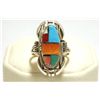 Image 1 : Navajo Multi-Stone Inlay Sterling Silver Women's Ring - Ray Jack