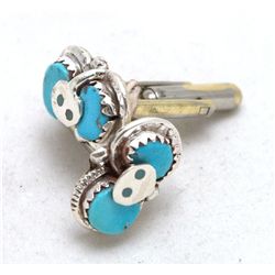 Zuni Turquoise Snake Cufflinks - Effie Calavaza