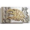 Image 1 : Navajo 12k Gold Fill over Sterling Silver Eagle Head Money Clip - Rogers Jones
