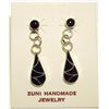 Image 1 : Zuni Onyx Inlay Sterling Silver Teardrop Post Earrings - Sarah Bawani