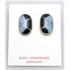 Image 1 : Zuni Opal and Onyx Oval Earrings