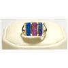 Image 1 : Zuni Multi-Color Opal Inlay Sterling Silver Women's Ring - Cheryl Siutza