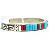 Image 2 : Navajo Multi-Stone Sun Face Sterling Silver Cuff Bracelet - Wilbert Manning