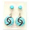 Image 1 : Zuni Turquoise Small Circle Earrings - Amy Quandelacy