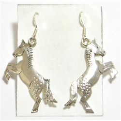 Navajo Horse Sterling Silver French Hook Earrings - Larry Yazzie