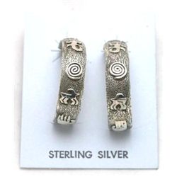 Navajo Sterling Silver Large Half-Ring Earrings - Scott Skeets