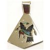 Image 1 : Zuni Multi-Stone Inlay Hummingbird Sterling Silver Pendant - Sanford Edaakie