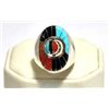 Image 2 : Zuni Multi-Stone Spinner Sunface Sterling Silver Men's Ring - Don Dewa