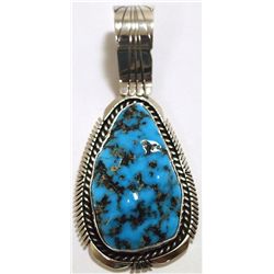 Navajo Sleeping Beauty Turquoise Sterling Silver Pendant - Eugene Belone