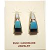 Image 1 : Zuni Multi-Stone Inlay Sterling Silver Curved Post Earrings - C.S. Lonjose