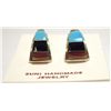 Image 2 : Zuni Multi-Stone Inlay Sterling Silver Curved Post Earrings - C.S. Lonjose