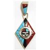 Image 1 : Zuni Multi-Stone Sun Face Spinner Sterling Silver Pendant - Don Dewa