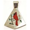 Image 1 : Zuni Multi-Stone Inlay Cardinal Sterling Silver Pendant - Sanford Edaakie