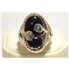 Image 1 : Zuni Onyx & Turquoise Sterling Silver Snake Men's Ring - Effie Calavaza