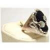 Image 2 : Zuni Onyx & Turquoise Sterling Silver Snake Men's Ring - Effie Calavaza