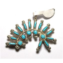 Zuni Coral and Turquoise Kokopelli Pendant