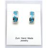 Image 1 : Zuni Turquoise Small Half-Ring Zig-Zag Design Earrings