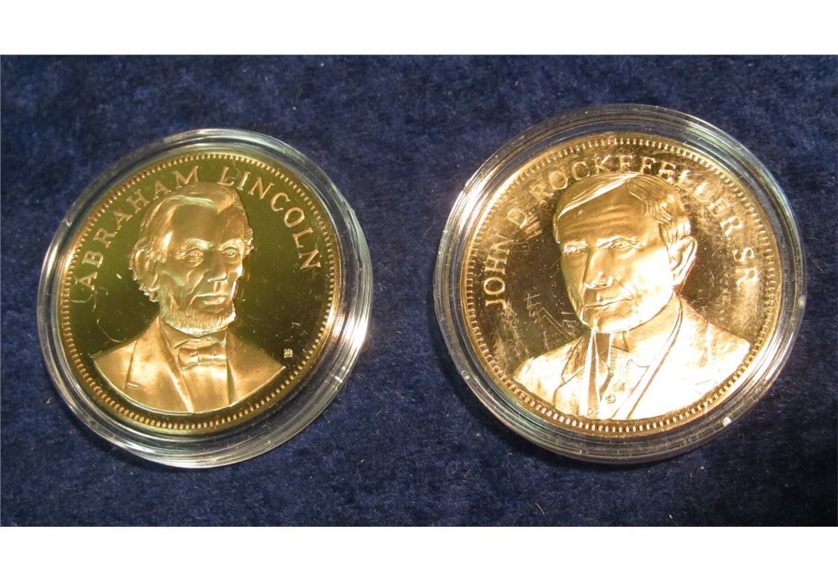 1474. 1972 John D. Rockefeller & Abraham Lincoln Franklin Mint Gallery ...