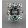 Image 1 : AQUAMARINE & DIAMOND RECTANGULAR CLUSTER RING