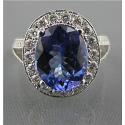 TANZANITE & DIAMOND OVAL DINNER RING