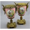 Image 2 : GILT METAL MOUNTED SEVRES STYLE PINK GROUND VASES