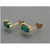 Image 2 : LADIES EMERALD & DIAMOND STUD EARINGS