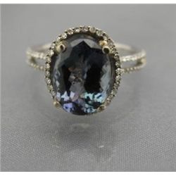 TANZANITE & DIAMOND CLUSTER RING