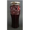 Image 1 : RUBY GLASS VASE WITH STERLING SILVER RIM