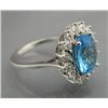 Image 2 : TOPAZ & DIAMOND OVAL SHAPED CLUSTER RING