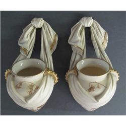 PAIR OF WALL MOUNT WORCESTER VASES