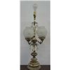 Image 1 : BRASS LAMP WITH GLASS GLOBE SHADES