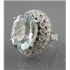 Image 1 : AQUAMARINE & DIAMONDS OVAL CLUSTER RING