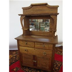OAK MIRRORED TOP SIDEBOARD