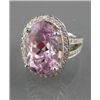 Image 1 : KUNZITE & DIAMOND OVAL CLUSTER DRESS RING