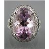 Image 2 : KUNZITE & DIAMOND OVAL CLUSTER DRESS RING