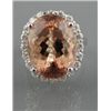Image 1 : MORGANITE & DIAMOND OVAL CLUSTER DRESS RING