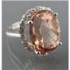 Image 2 : MORGANITE & DIAMOND OVAL CLUSTER DRESS RING