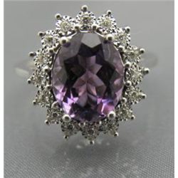 AMETHYST & DIAMOND OVAL CLUSTER RING