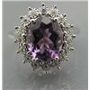 Image 1 : AMETHYST & DIAMOND OVAL CLUSTER RING