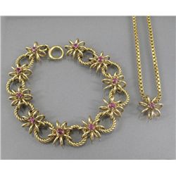 FLORAL MOTIF BRACELET & PENDANT SET