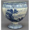 Image 1 : ENGLISH FLOW BLUE EARTHENWARE FOOTED BOWL