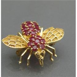LADIES RUBY BUMBLE BEE BROOCH