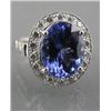 Image 1 : TANZANITE & DIAMOND OVAL CLUSTER DRESS RING