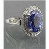 Image 2 : TANZANITE & DIAMOND OVAL CLUSTER DRESS RING