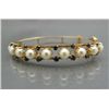 Image 1 : PEARL AND SAPPHIRE GOLD OVAL BANGLE