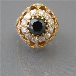 BLACK & WHITE DIAMOND DOMED TOP DRESS RING